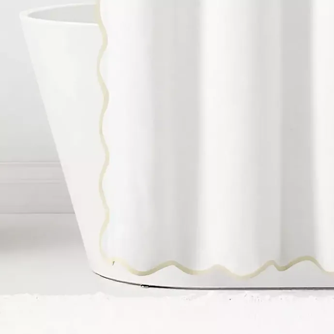 Sale Kirklands Home White Neutral Scalloped Coastal Shower Curtain