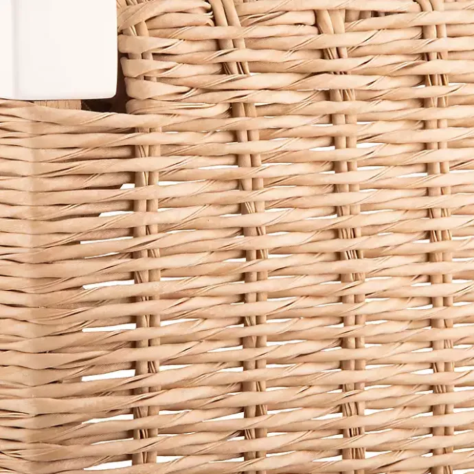 Online Kirklands Home White Newport Wood and Rattan Bench with Shelf Brown