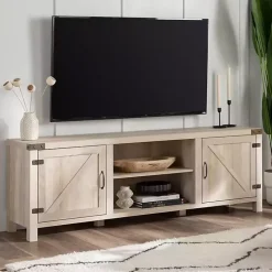 Kirklands Home Oak Barn Door TV Stand White