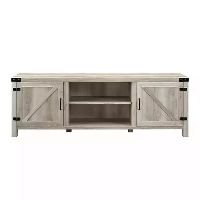 Kirklands Home Oak Barn Door TV Stand White