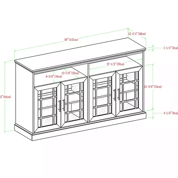 Discount Kirklands Home White Oak Glass Door TV Stand, 58 in. Ivory