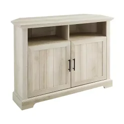 Sale Kirklands Home White Oak Grooved Door Corner TV Stand Ivory