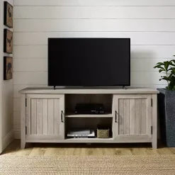Outlet Kirklands Home White Oak Grooved Door TV Stand Ivory