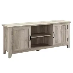 Outlet Kirklands Home White Oak Grooved Door TV Stand Ivory