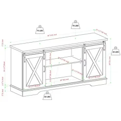 Outlet Kirklands Home Oak Sliding Barn Door TV Stand White