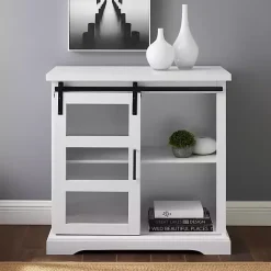 New Kirklands Home Oak Sliding Door Cabinet White