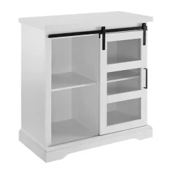 New Kirklands Home Oak Sliding Door Cabinet White