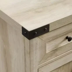 Clearance Kirklands Home Oak Wash Wooden and Metal Barn Door Cabinet White