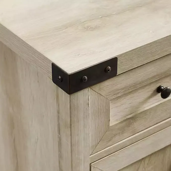 Clearance Kirklands Home Oak Wash Wooden and Metal Barn Door Cabinet White