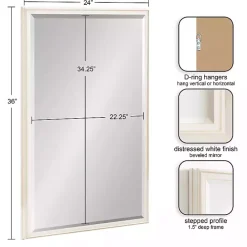 Outlet Kirklands Home White Oakhurst Rectangle Wall Mirror, 36 in.