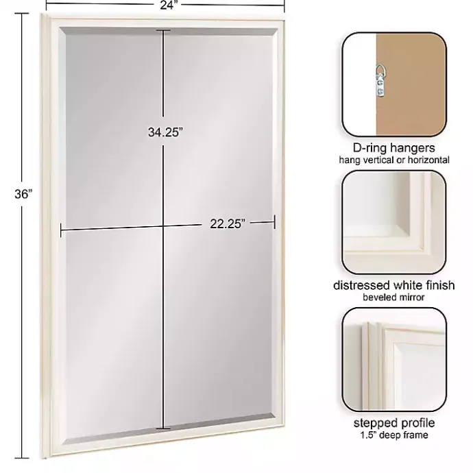 Outlet Kirklands Home White Oakhurst Rectangle Wall Mirror, 36 in.