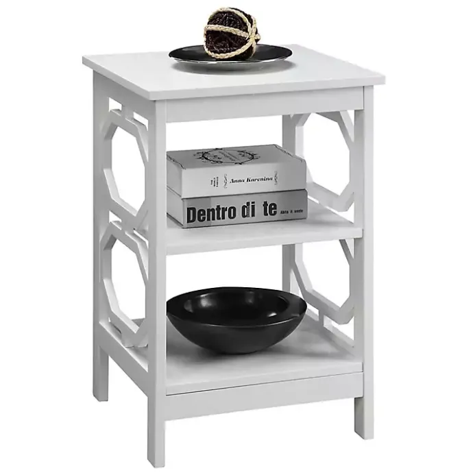 New Kirklands Home Octagon 2-Shelf Accent Table White