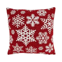 Best Kirklands Home White on Red Snowflakes Chenille Pillow