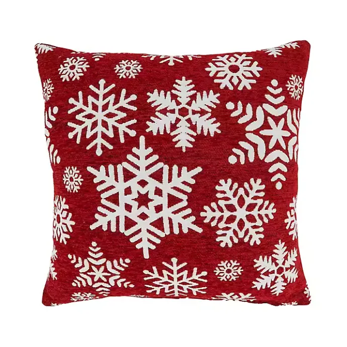 Best Kirklands Home White on Red Snowflakes Chenille Pillow