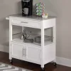 Best Kirklands Home White Parker Granite Top Rolling Kitchen Cart