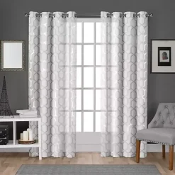 Discount Kirklands Home White Paton Curtain Panel Set, 108 in.