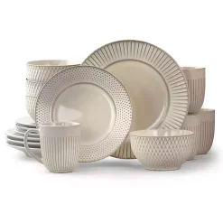 Hot Kirklands Home 16-pc. Embossed Stoneware Dinnerware Set White