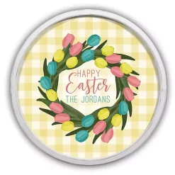 Kirklands Home White Personalized Happy Easter Tulip Wall Plaque