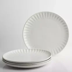 Discount Kirklands Home Petals Ceramic Dinner Plates, Set of 4 White