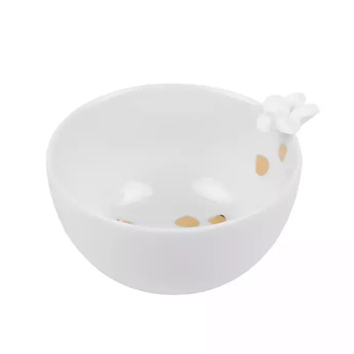 New Kirklands Home White Porcelain Floral Decorative Bowl