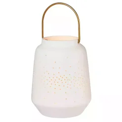 Clearance Kirklands Home Porcelain Lantern with Brass Handle, 5 in. White