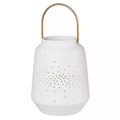 Clearance Kirklands Home Porcelain Lantern with Brass Handle, 5 in. White