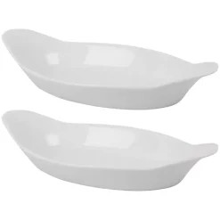 Online Kirklands Home Porcelain Oval Bakers with Handles, Set of 2 White