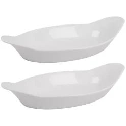 Online Kirklands Home Porcelain Oval Bakers with Handles, Set of 2 White