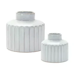 Clearance Kirklands Home Porcelain Ribbed Vases, Set of 2 White