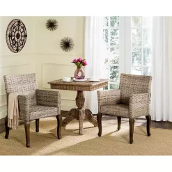 Sale Kirklands Home White Rattan Curved Legs Dining Chairs, Set of 2
