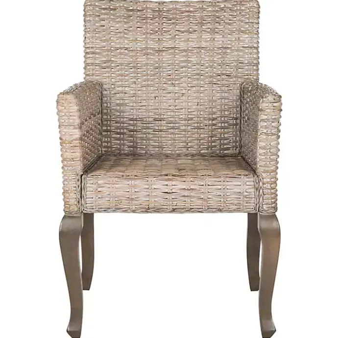 Sale Kirklands Home White Rattan Curved Legs Dining Chairs, Set of 2