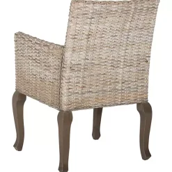 Sale Kirklands Home White Rattan Curved Legs Dining Chairs, Set of 2