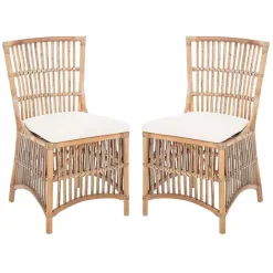 New Kirklands Home Rattan Erika Dining Chairs, Set of 2 White