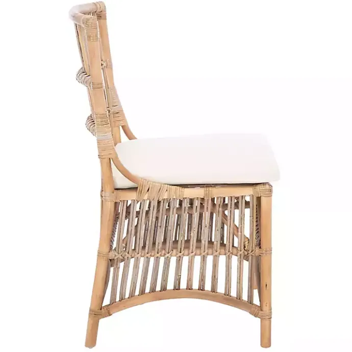 New Kirklands Home Rattan Erika Dining Chairs, Set of 2 White