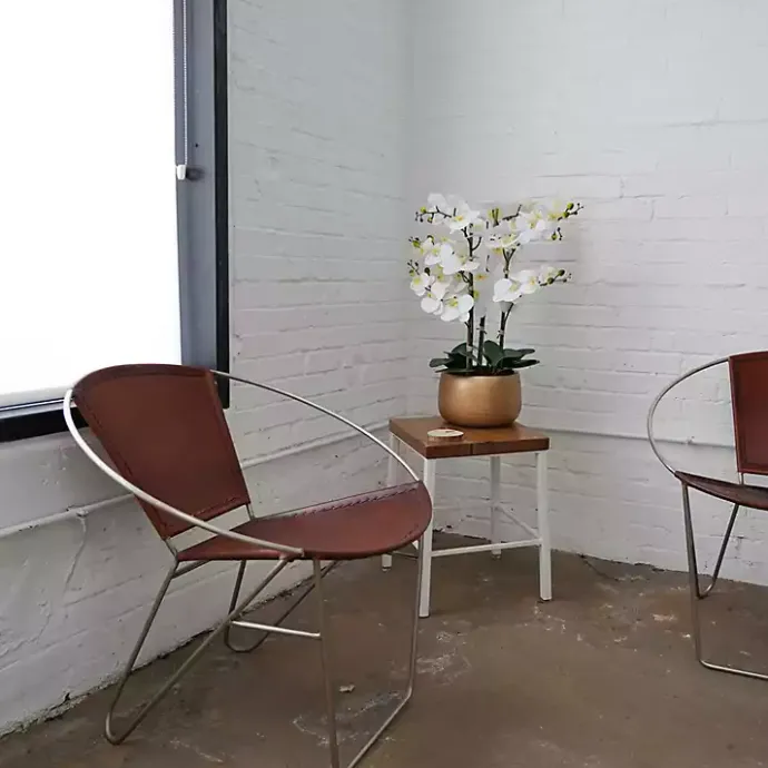 Sale Kirklands Home White Real Touch Orchid Arrangement in Gold Pot