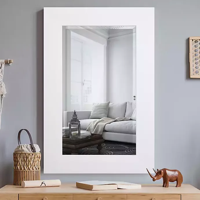 Outlet Kirklands Home White Rectangular Beveled Wall Mirror