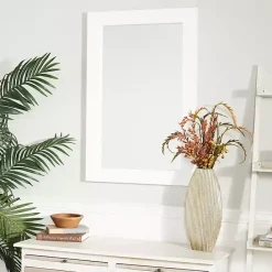 Best Kirklands Home White Rectangular Wood Wall Mirror