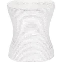 Best Kirklands Home Ribbed Rattan Round Accent Table White