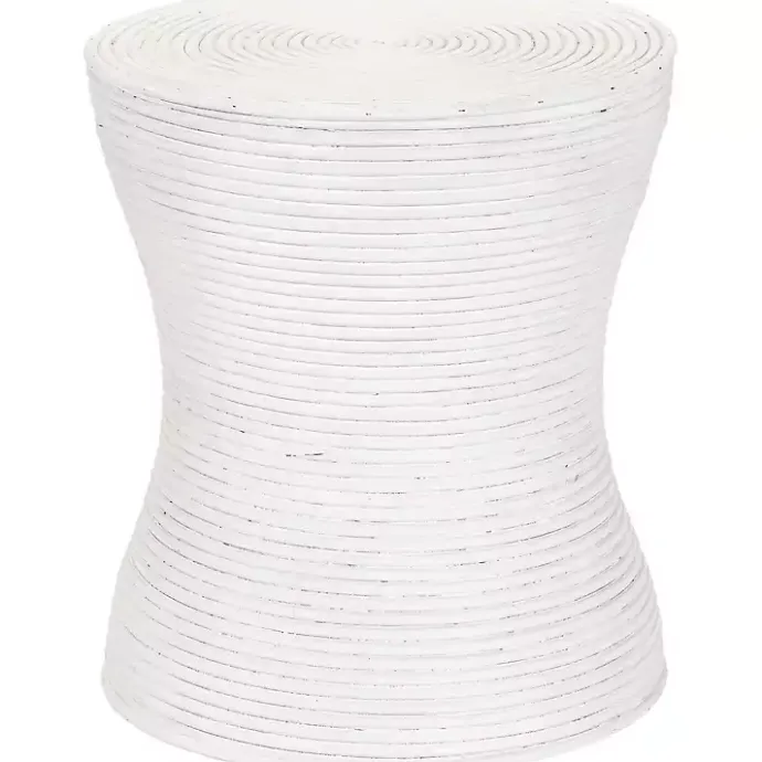 Best Kirklands Home Ribbed Rattan Round Accent Table White