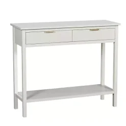 Clearance Kirklands Home Ribbed Wood 2-Drawer Colleen Console Table White