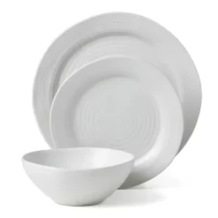 Sale Kirklands Home Ridge 12-pc. Stoneware Dinnerware Set White