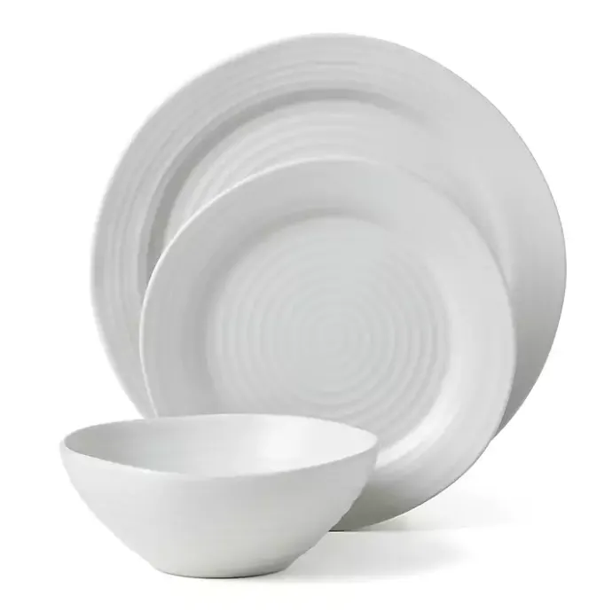 Sale Kirklands Home Ridge 12-pc. Stoneware Dinnerware Set White