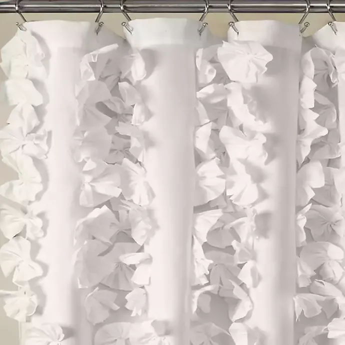 Clearance Kirklands Home Riley Cascading Bows Shower Curtain White