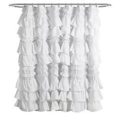 Sale Kirklands Home Ruffle and Pom Pom Trim Shower Curtain White