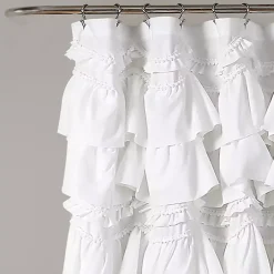Sale Kirklands Home Ruffle and Pom Pom Trim Shower Curtain White