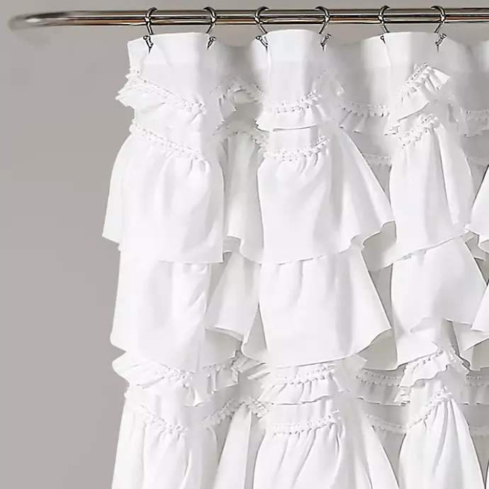 Sale Kirklands Home Ruffle and Pom Pom Trim Shower Curtain White
