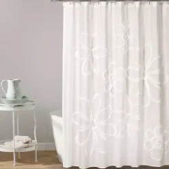 Discount Kirklands Home Ruffle Flower Shower Curtain White