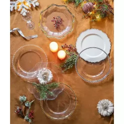 New Kirklands Home Scalloped Beaded Rim Chargers, Set of 4 White