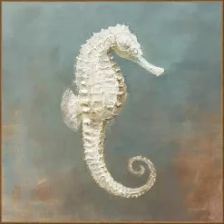 New Kirklands Home White Seahorse Framed Canvas Art Print