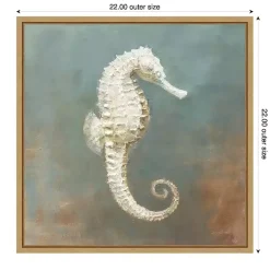 New Kirklands Home White Seahorse Framed Canvas Art Print